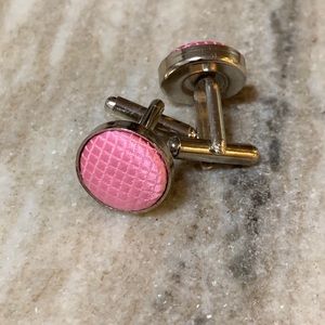 Solid Pink Round Cloth Cuff Links